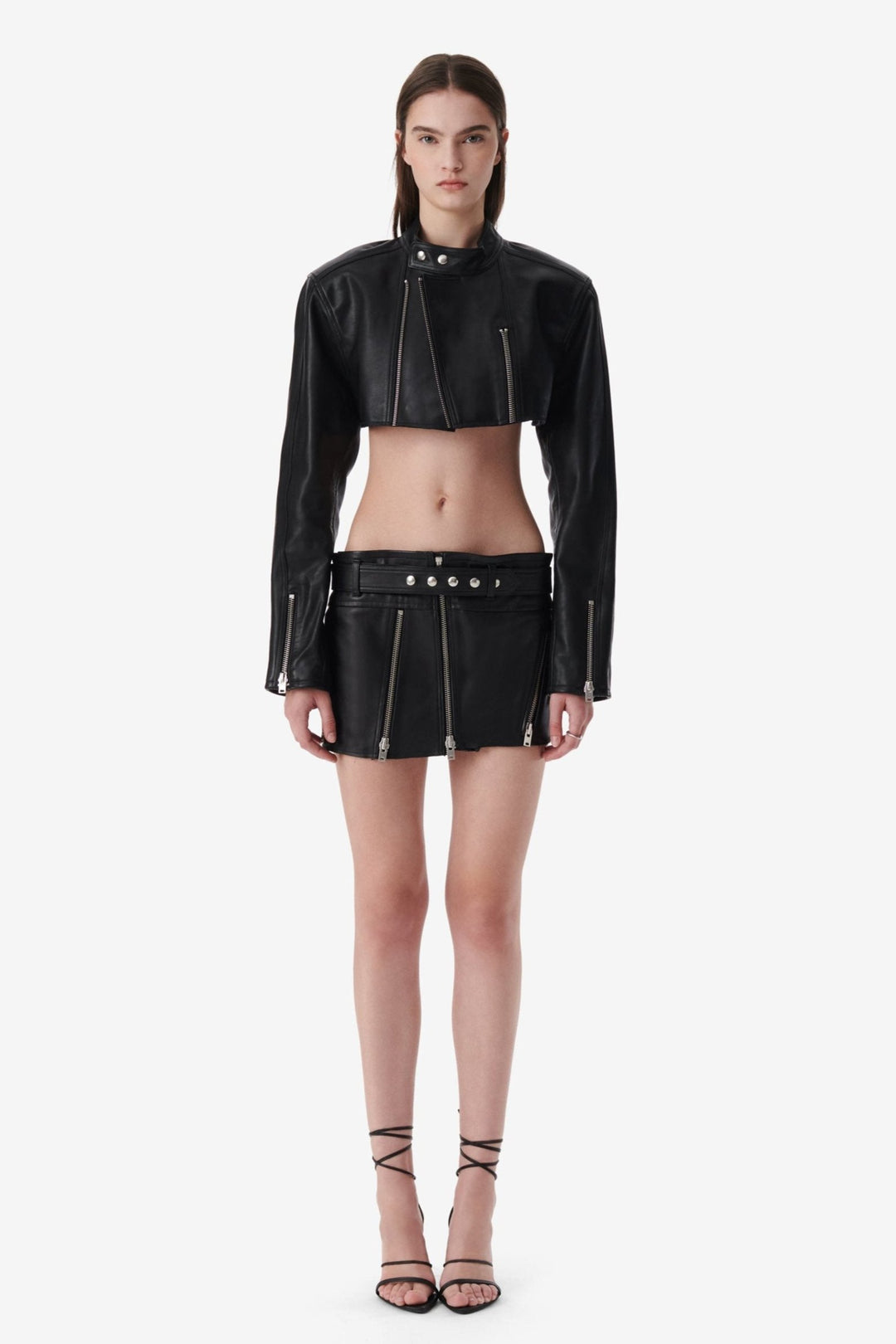 SMV X IRO BLACK LEATHER CROP MOTO JACKET