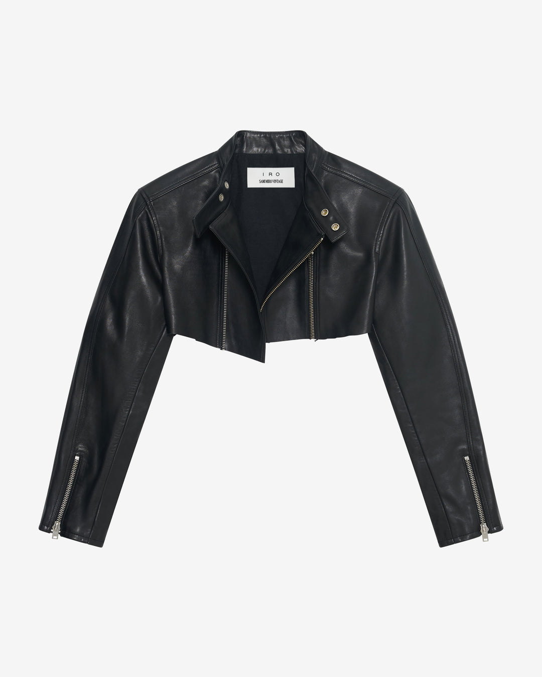 SMV X IRO BLACK LEATHER CROP MOTO JACKET