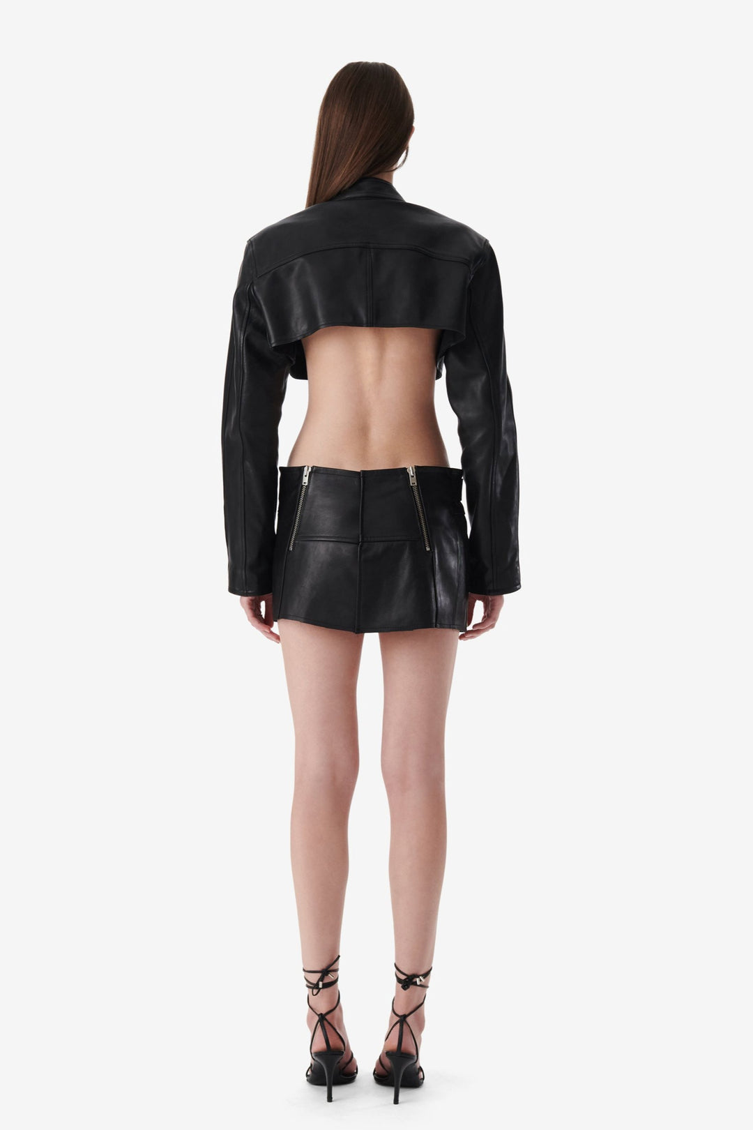 SMV X IRO BLACK LEATHER CROP MOTO JACKET