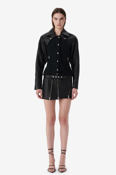 SMV X IRO BLACK LEATHER TWEED JACKET – SAMI MIRO VINTAGE