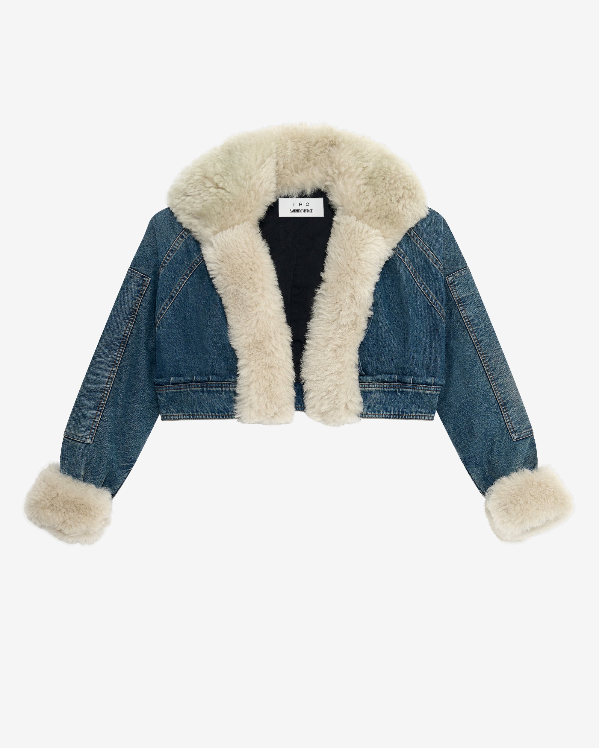 Kryos vintage real fur trimmed discount denim jacket S