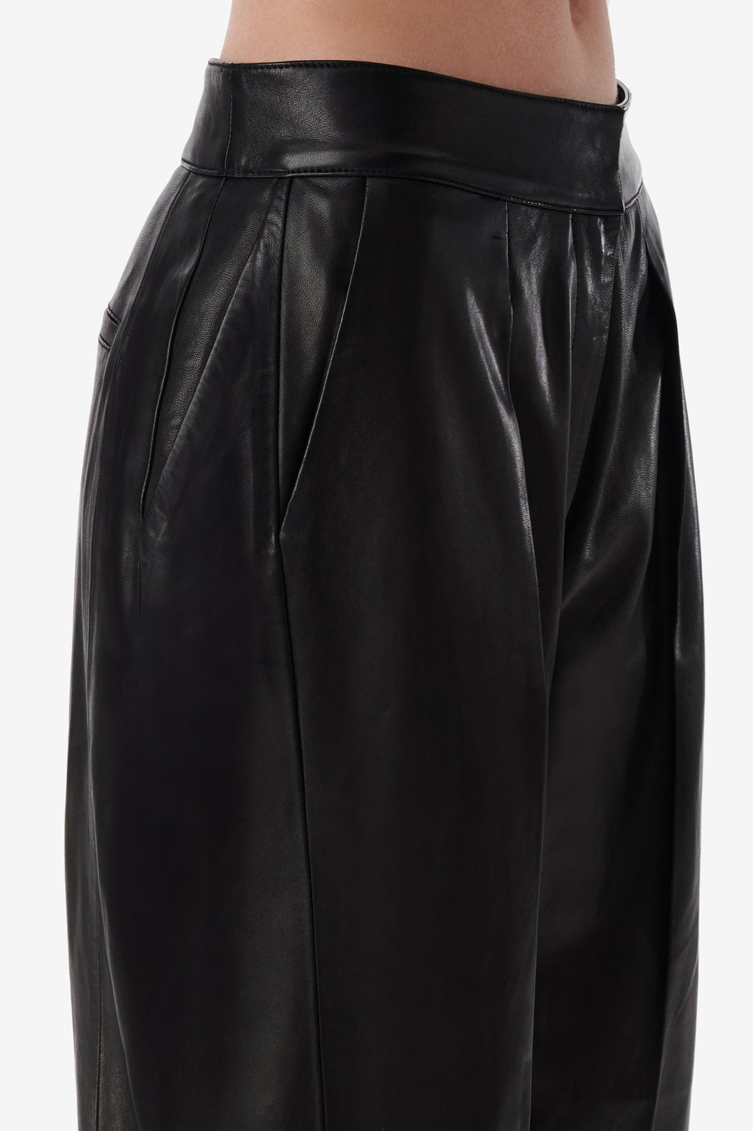 SMV X IRO BLACK DOUBLE PANEL LEATHER TROUSER