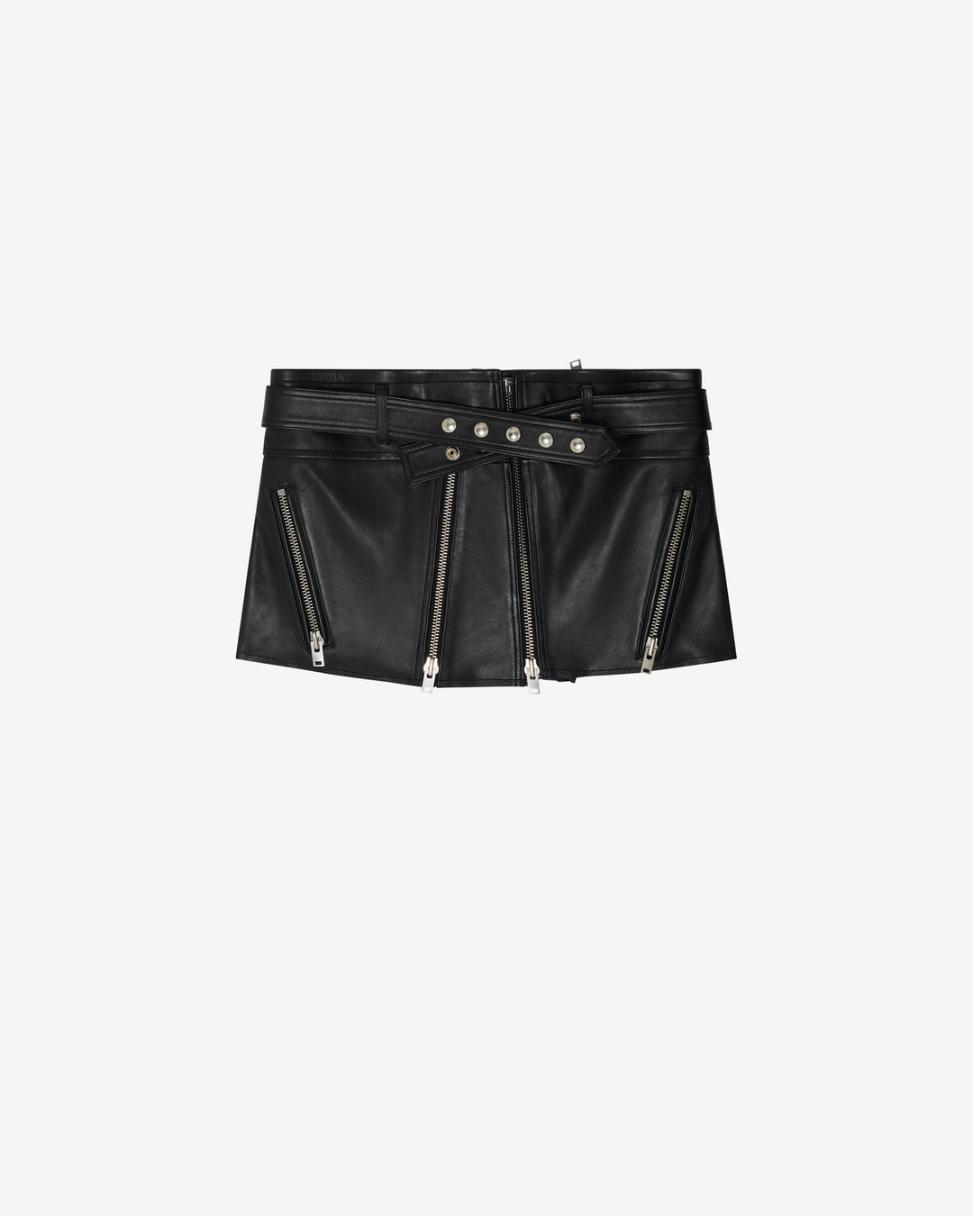 SMV X IRO BLACK LEATHER MOTO SKIRT