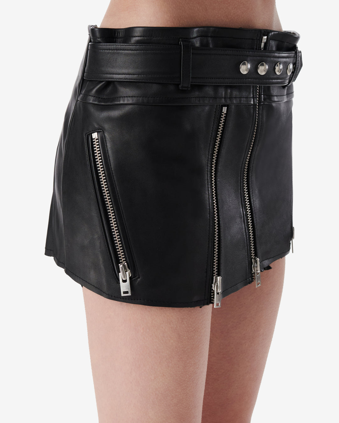 SMV X IRO BLACK LEATHER MOTO SKIRT