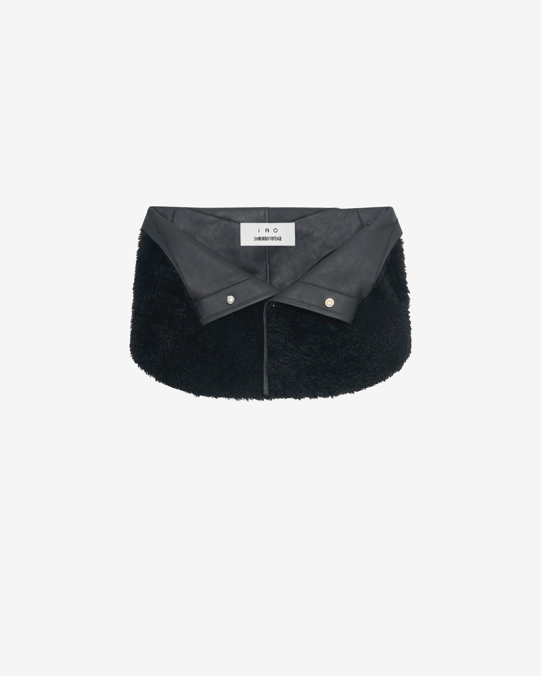 SMV X IRO BLACK SHEARLING LEATHER SKIRT