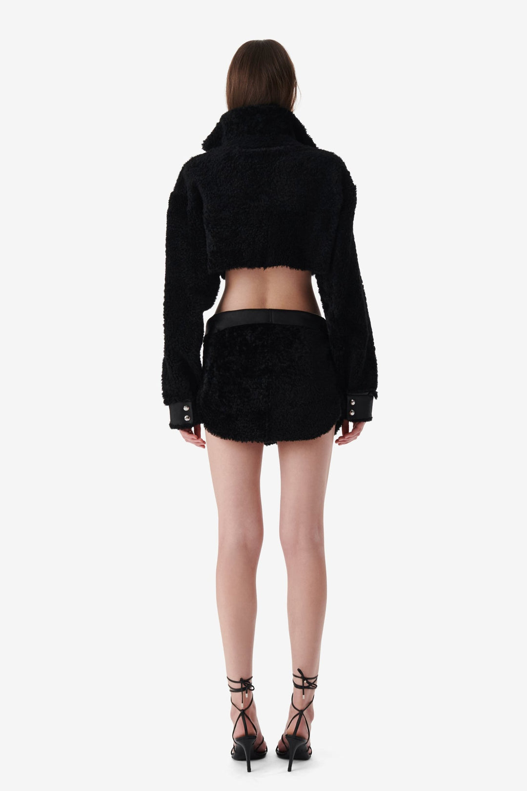 SMV X IRO BLACK SHEARLING LEATHER SKIRT