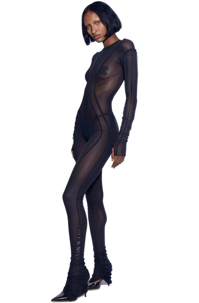 Open Seam Catsuit in Black Eco Mesh – SAMI MIRO VINTAGE