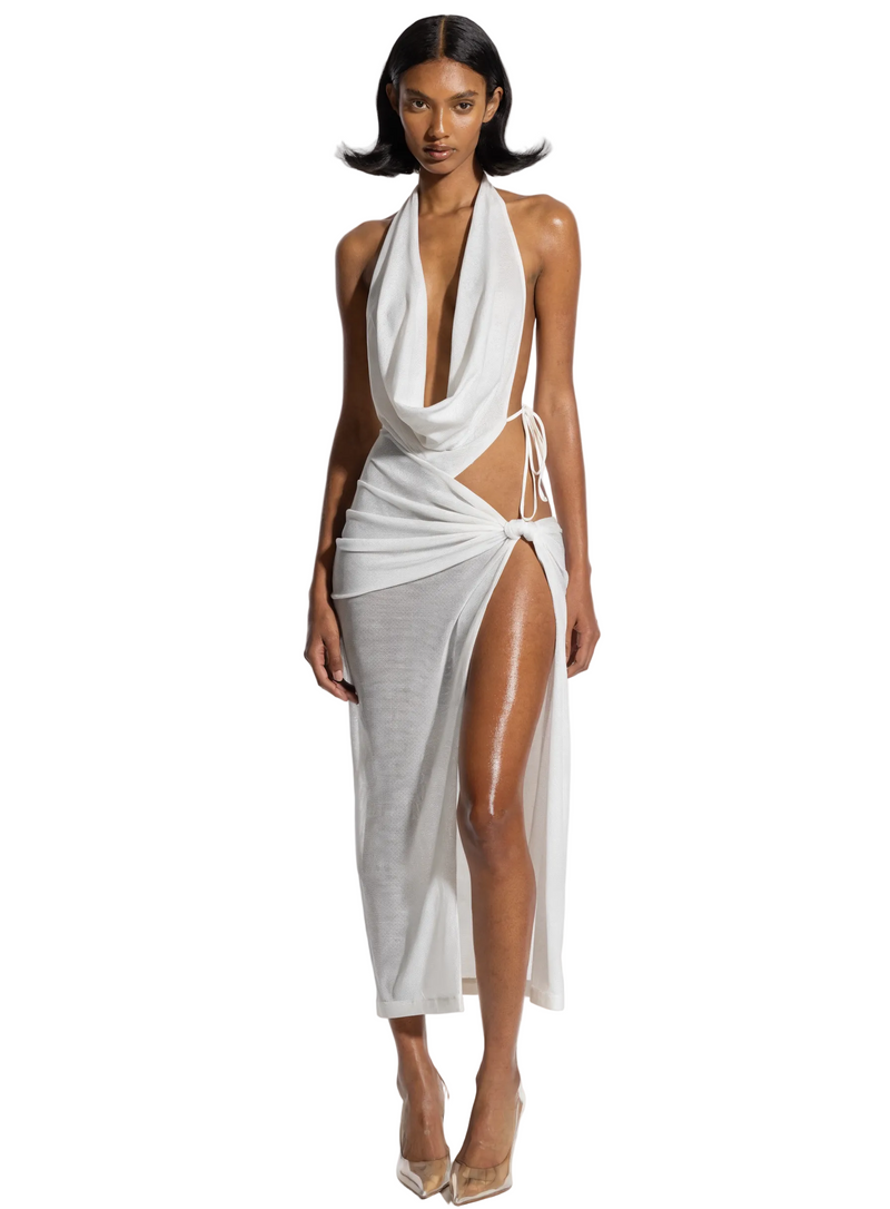 The Knot Gown In White Eco Mesh