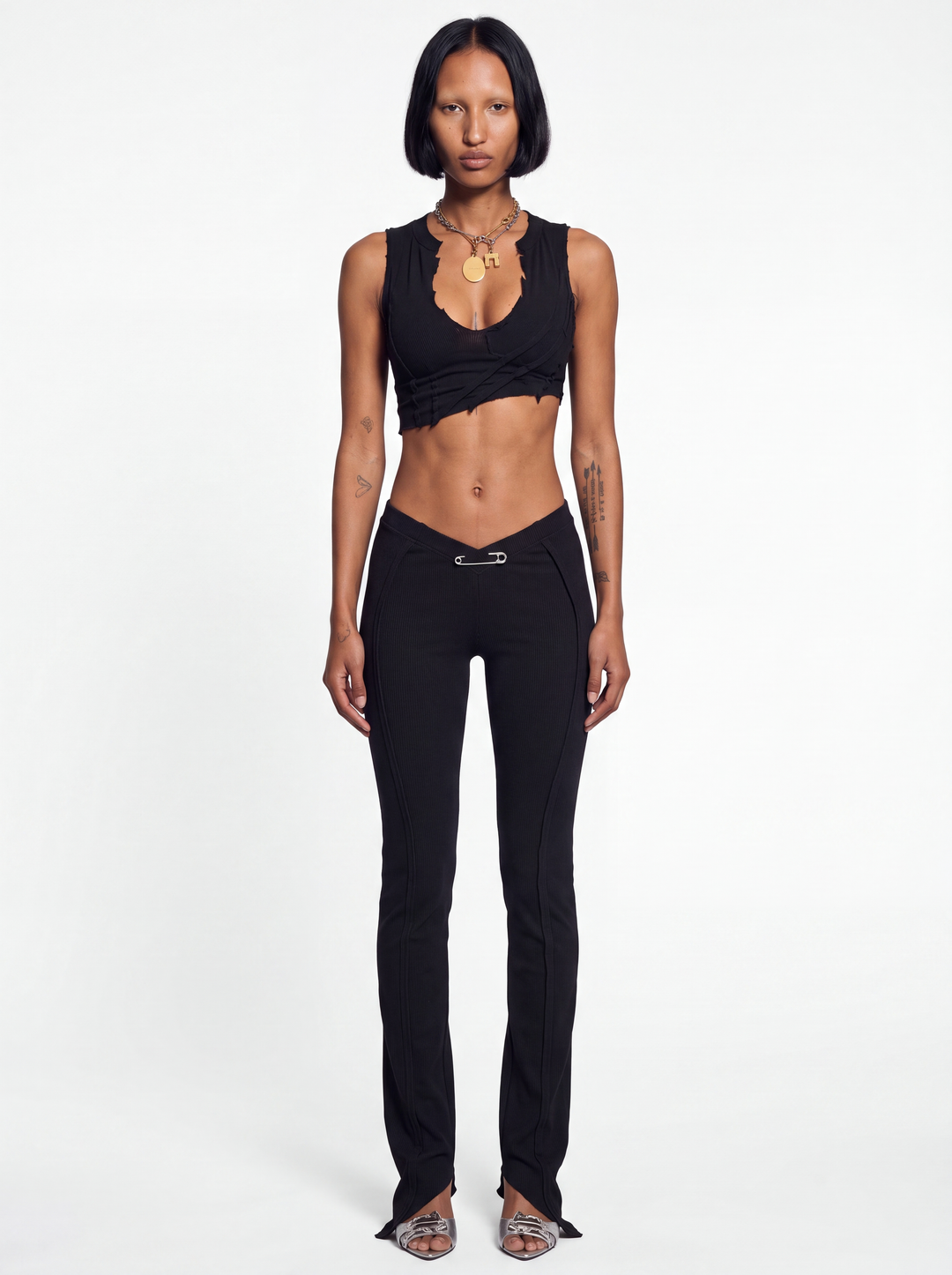 ASYMMETRIC TEYANA TANK IN BLACK ECO RIB