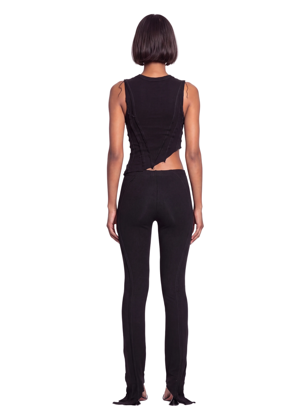 ASYMMETRIC TEYANA TANK IN BLACK ECO RIB