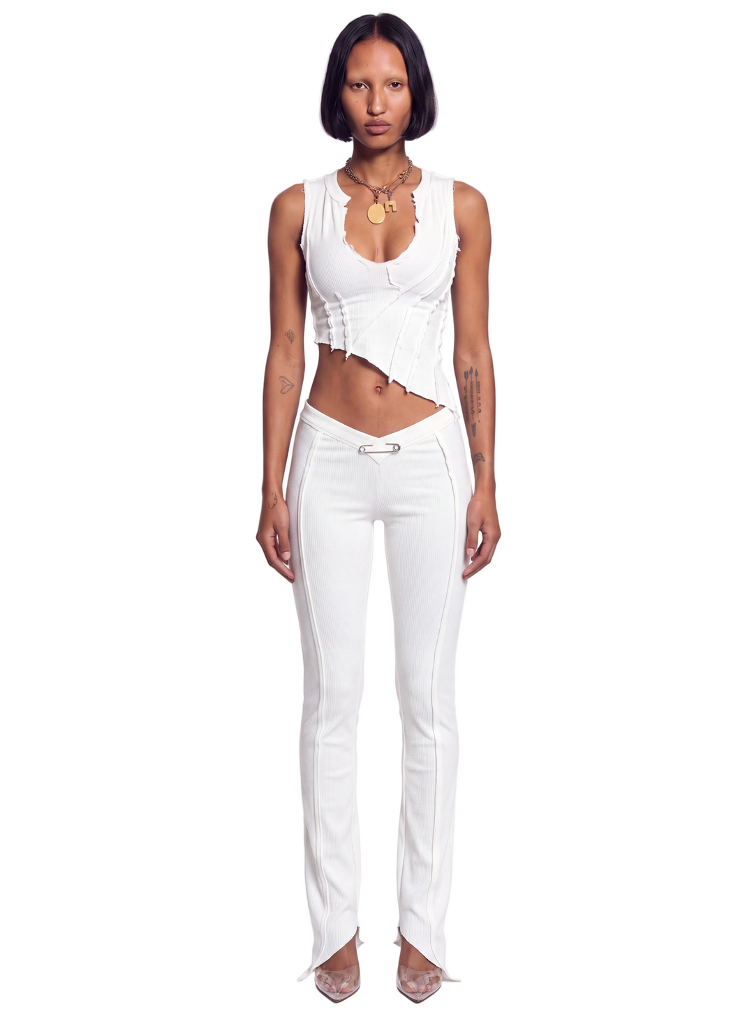 ASYMMETRIC TEYANA TANK IN WHITE ECO RIB