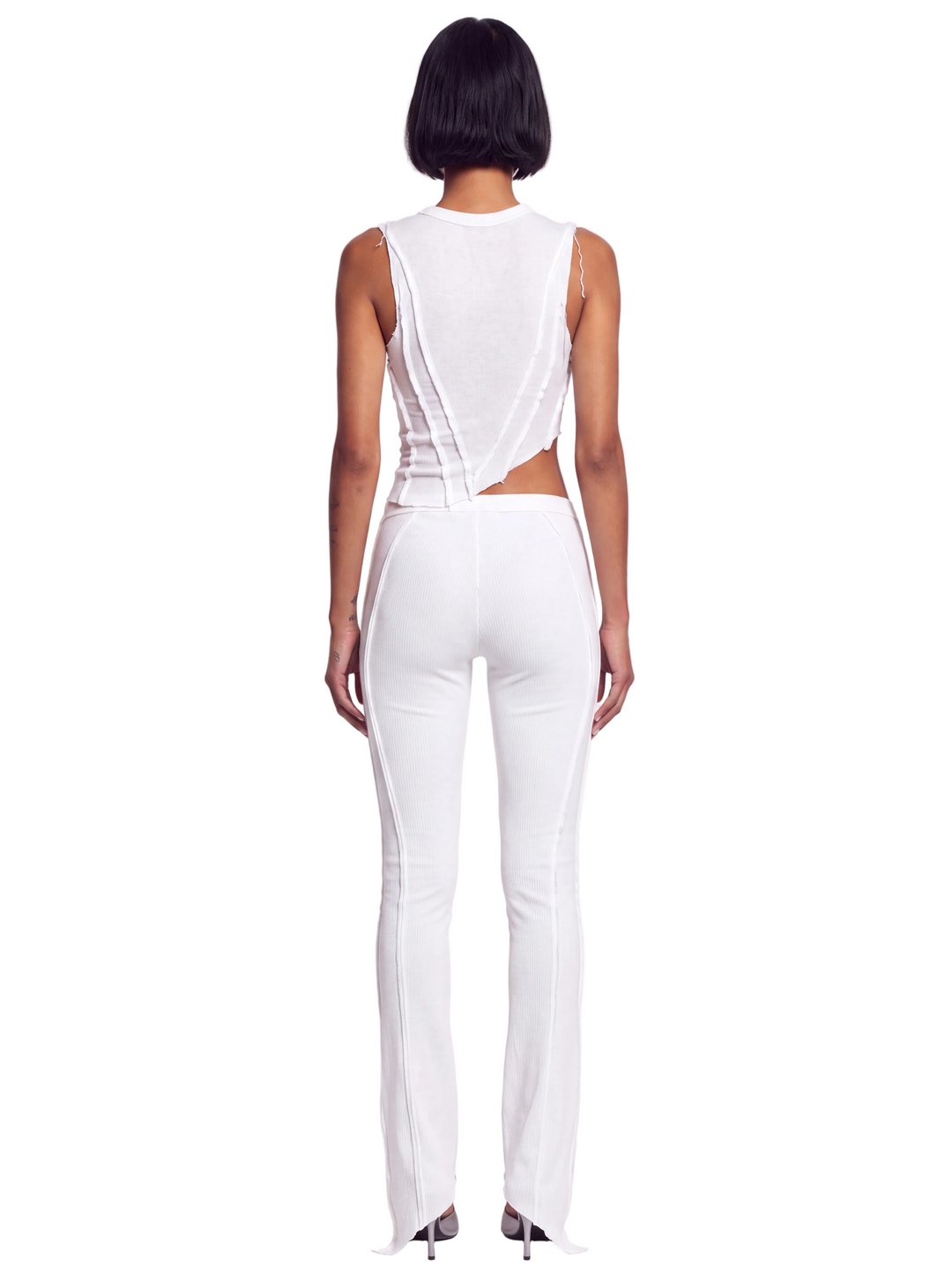 ASYMMETRIC TEYANA TANK IN WHITE ECO RIB