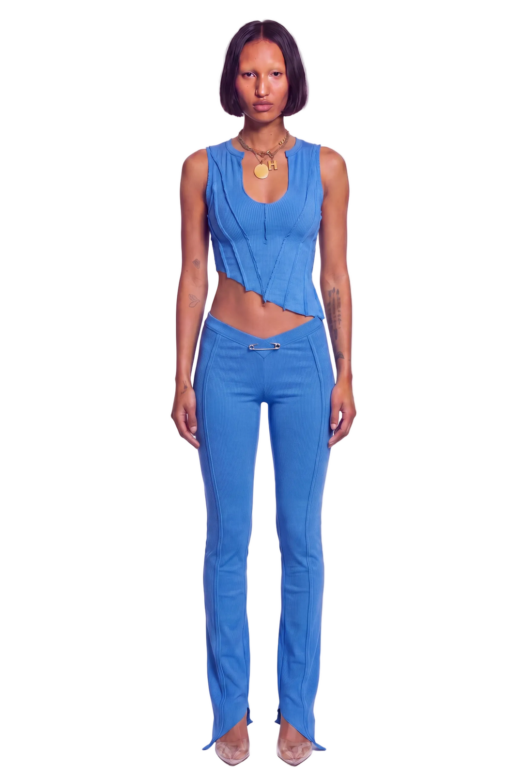 ASYMMETRIC TEYANA TANK IN HAWAIIAN BLUE ECO RIB