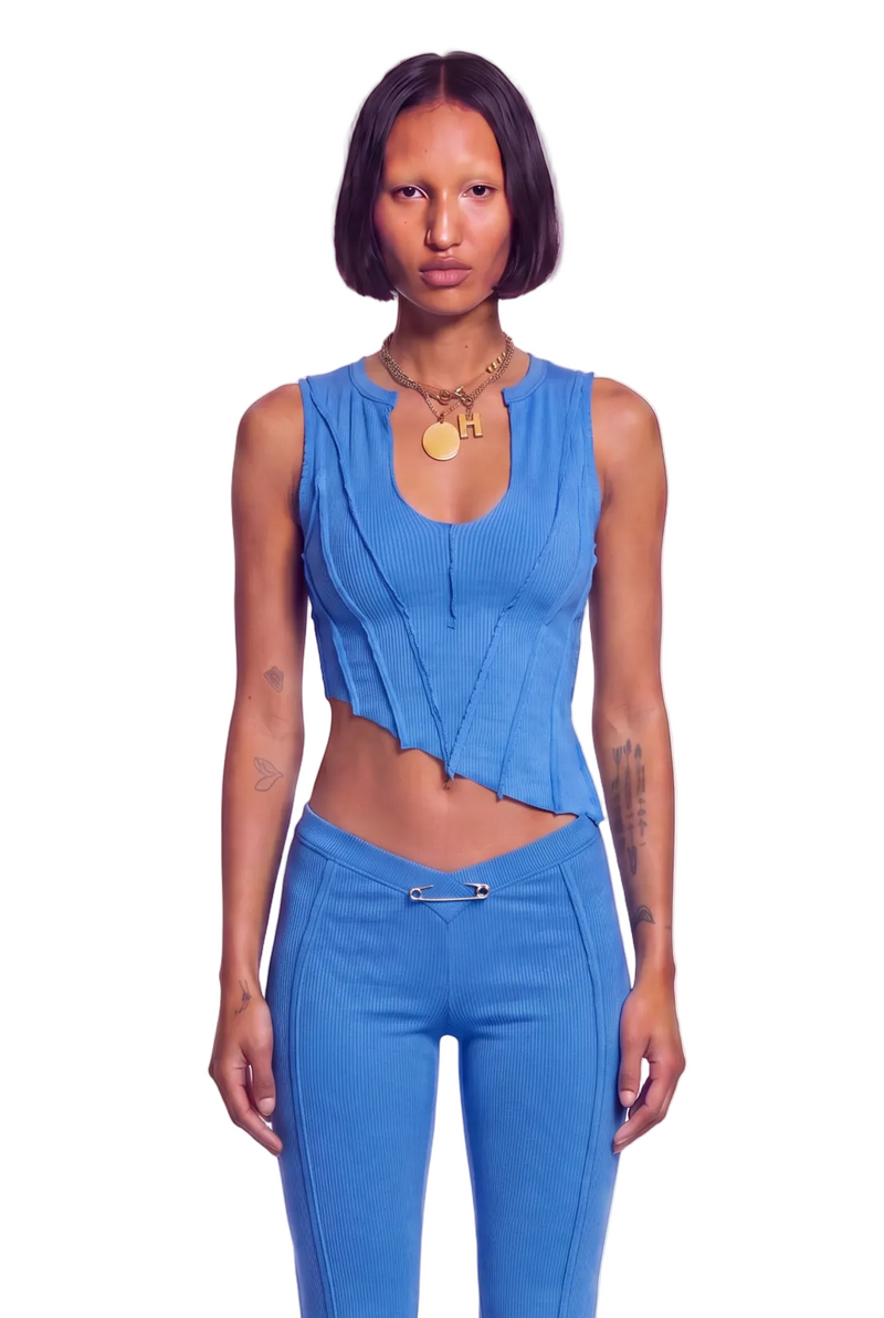 ASYMMETRIC TEYANA TANK IN HAWAIIAN BLUE ECO RIB