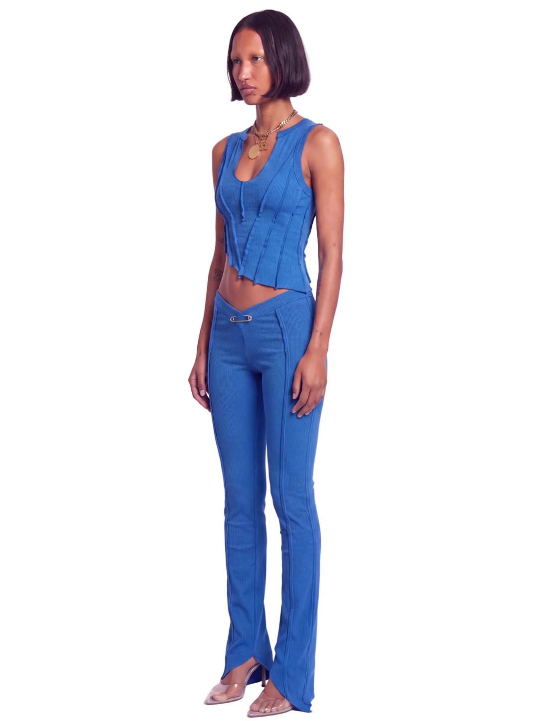 ASYMMETRIC TEYANA TANK IN HAWAIIAN BLUE ECO RIB