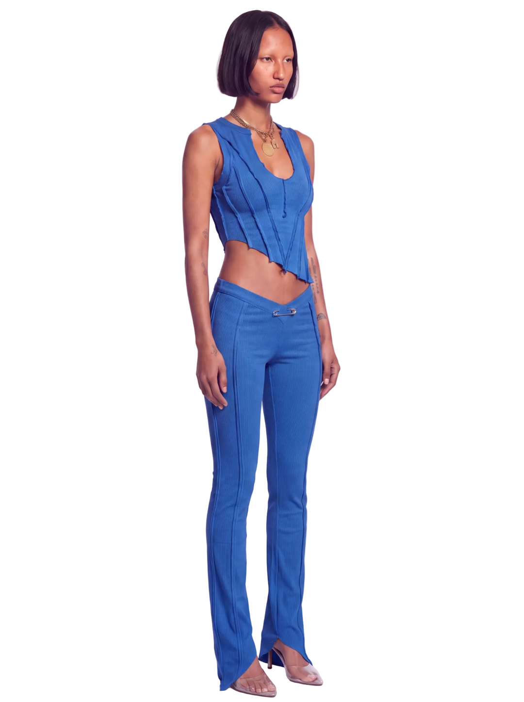 ASYMMETRIC TEYANA TANK IN HAWAIIAN BLUE ECO RIB