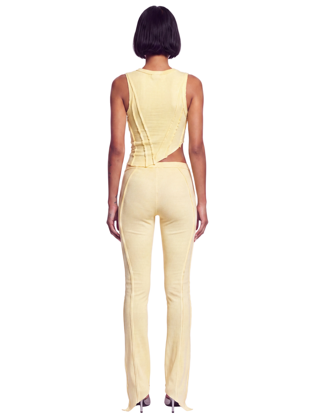 ASYMMETRIC TEYANA TANK IN PALE YELLOW ECO RIB