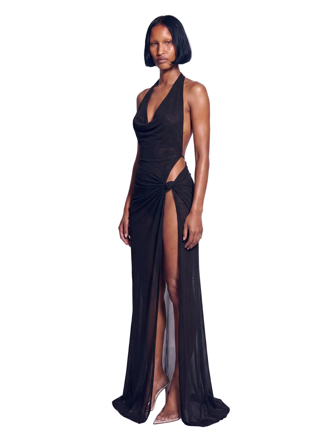 The Knot Gown In Black Eco Mesh