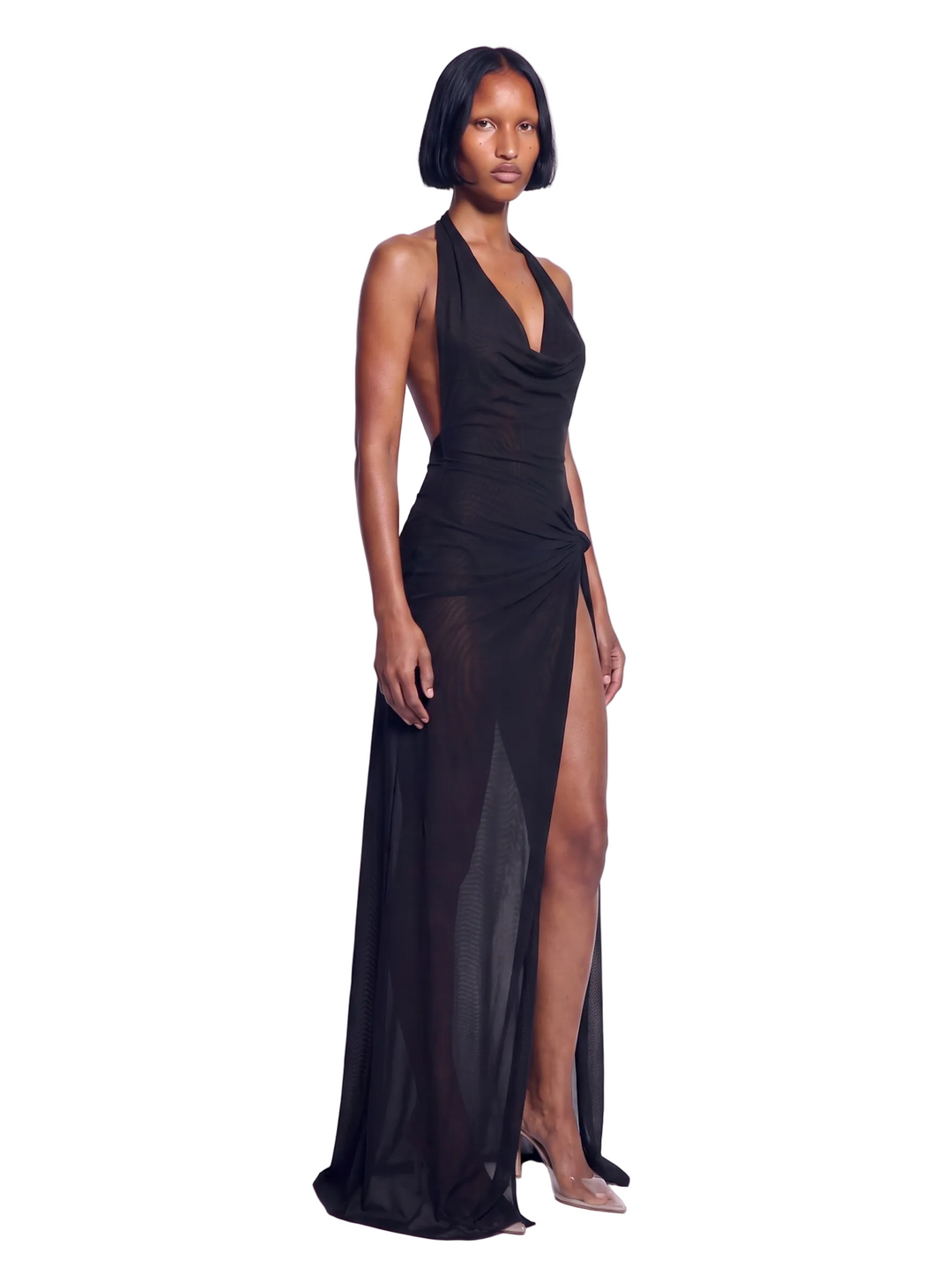 The Knot Gown In Black Eco Mesh
