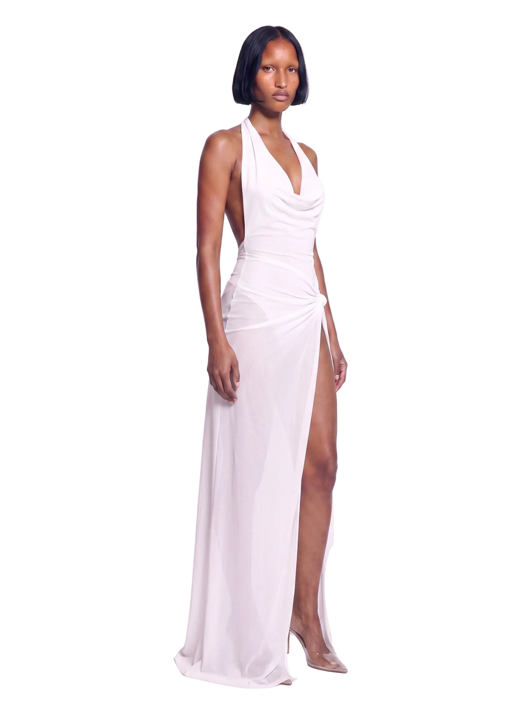 The Knot Gown In White Eco Mesh