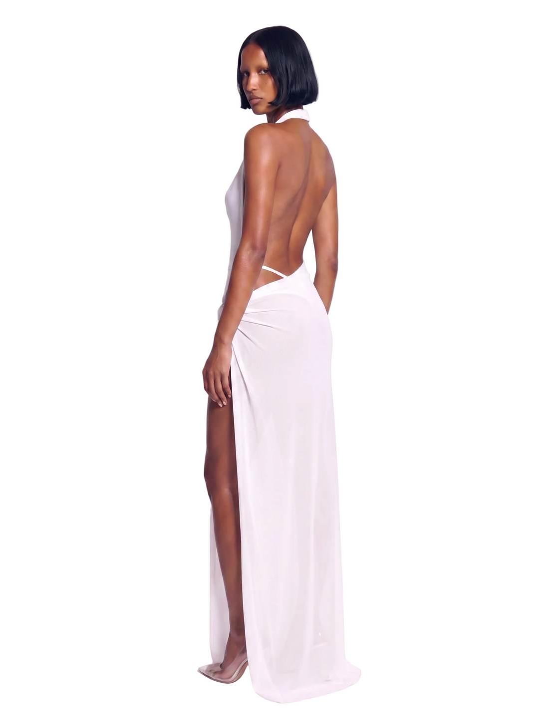 The Knot Gown In White Eco Mesh