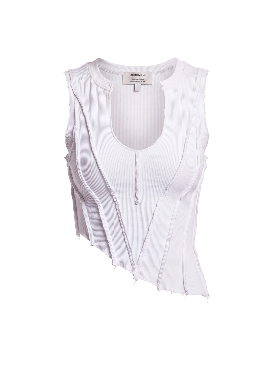 TEYANA TAYLOR  X ASYMMETRIC SLEEVELESS TOP IN WHITE ECO RIB