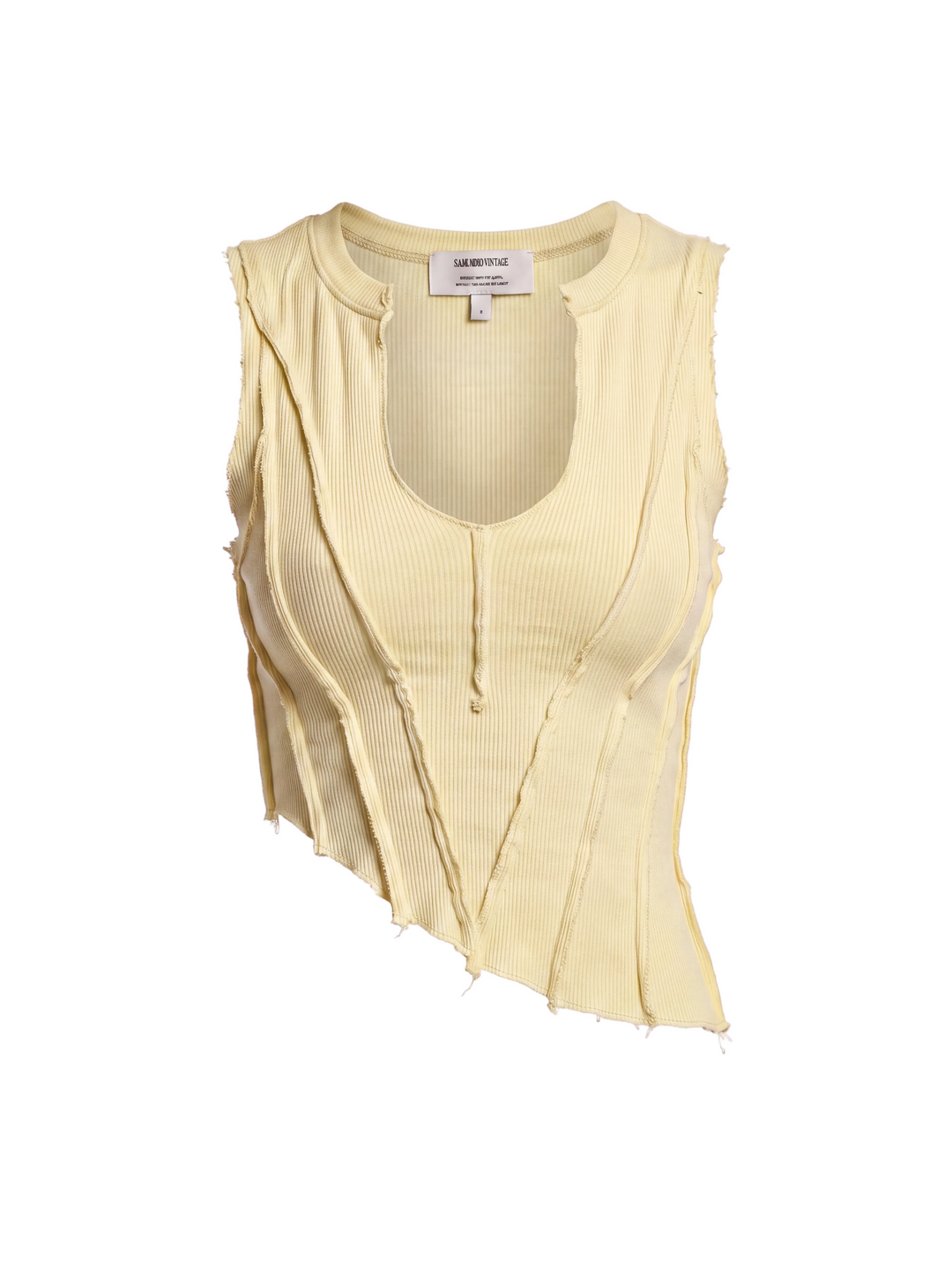 TEYANA TAYLOR  X ASYMMETRIC SLEEVELESS TOP IN PALE YELLOW ECO RIB