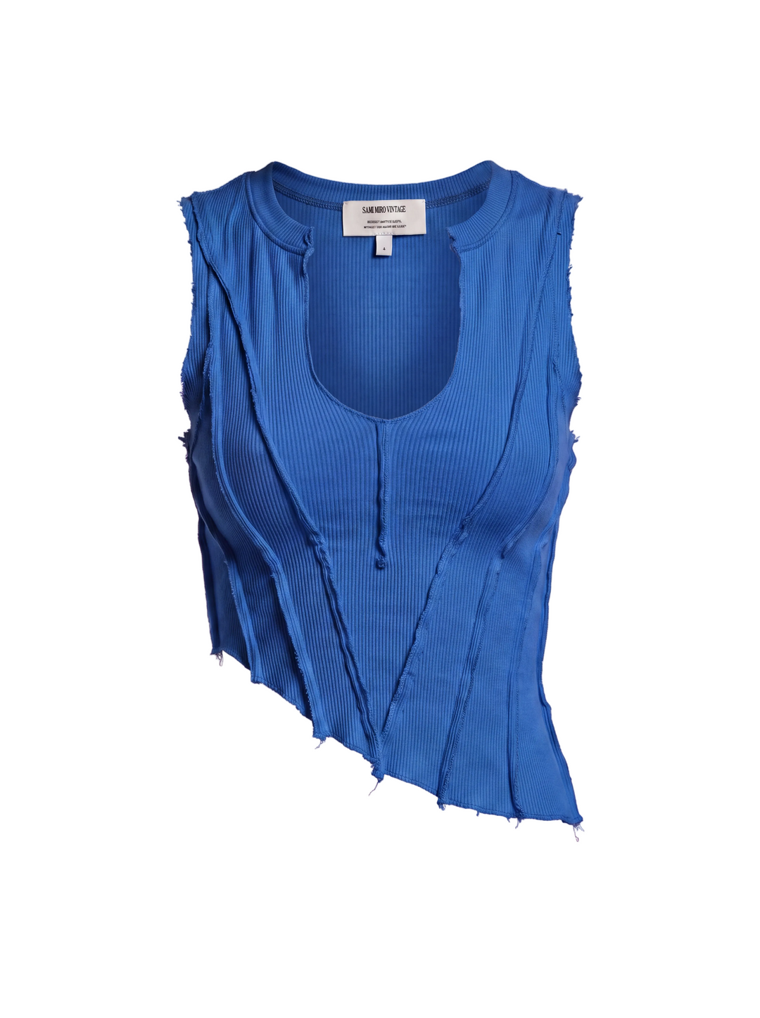 TEYANA TAYLOR  X ASYMMETRIC SLEEVELESS TOP IN HAWAIIAN BLUE ECO RIB