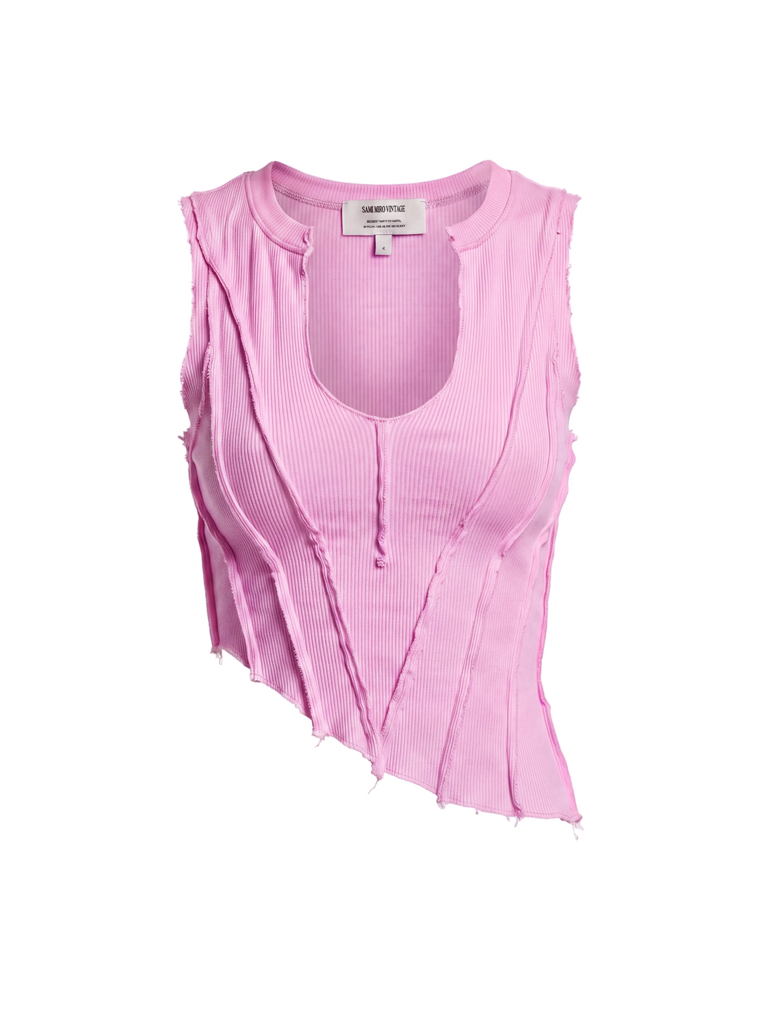 TEYANA TAYLOR  X ASYMMETRIC SLEEVELESS TOP IN PALE PINK ECO RIB