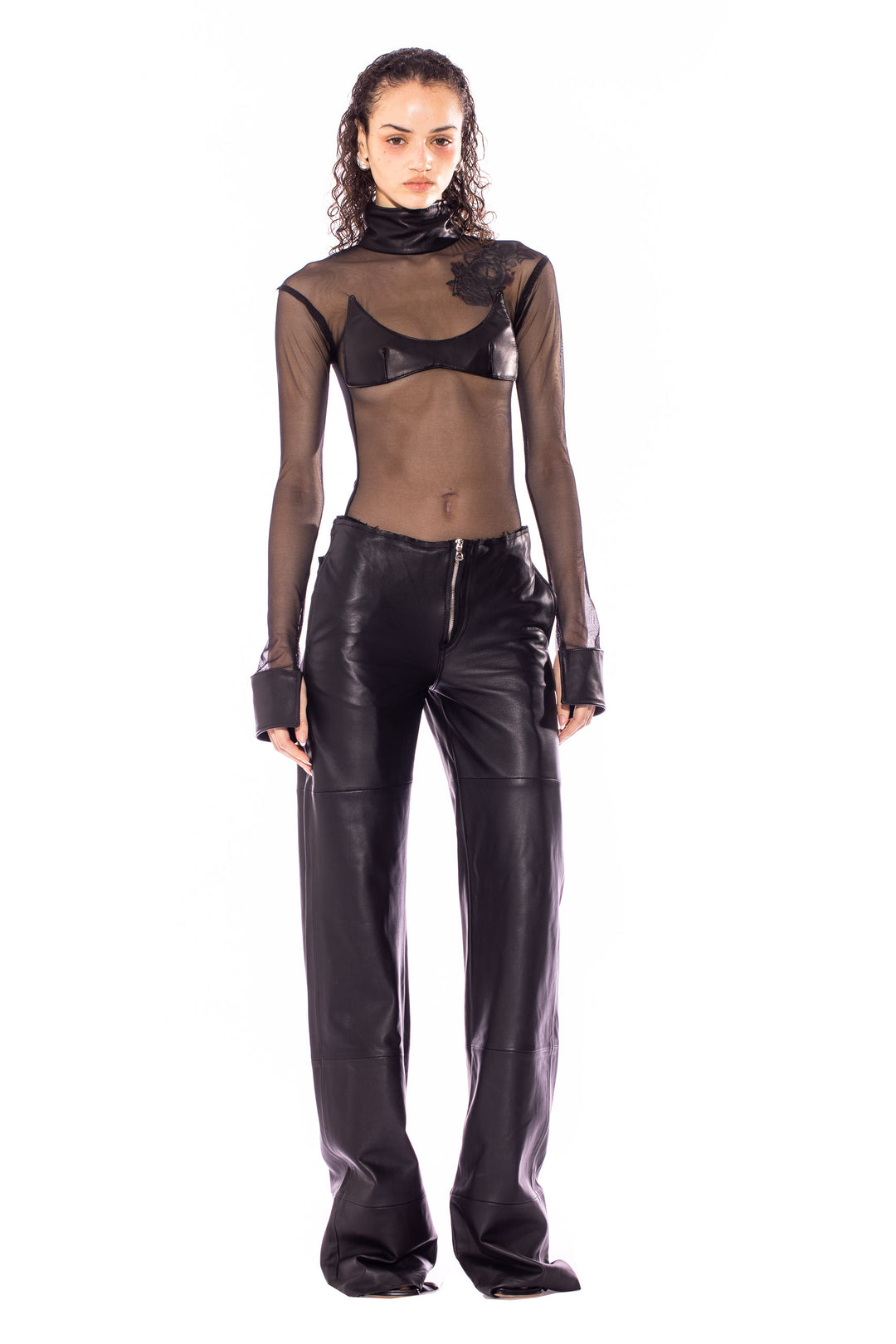 THE BODYSUIT IN BLACK LEATHER