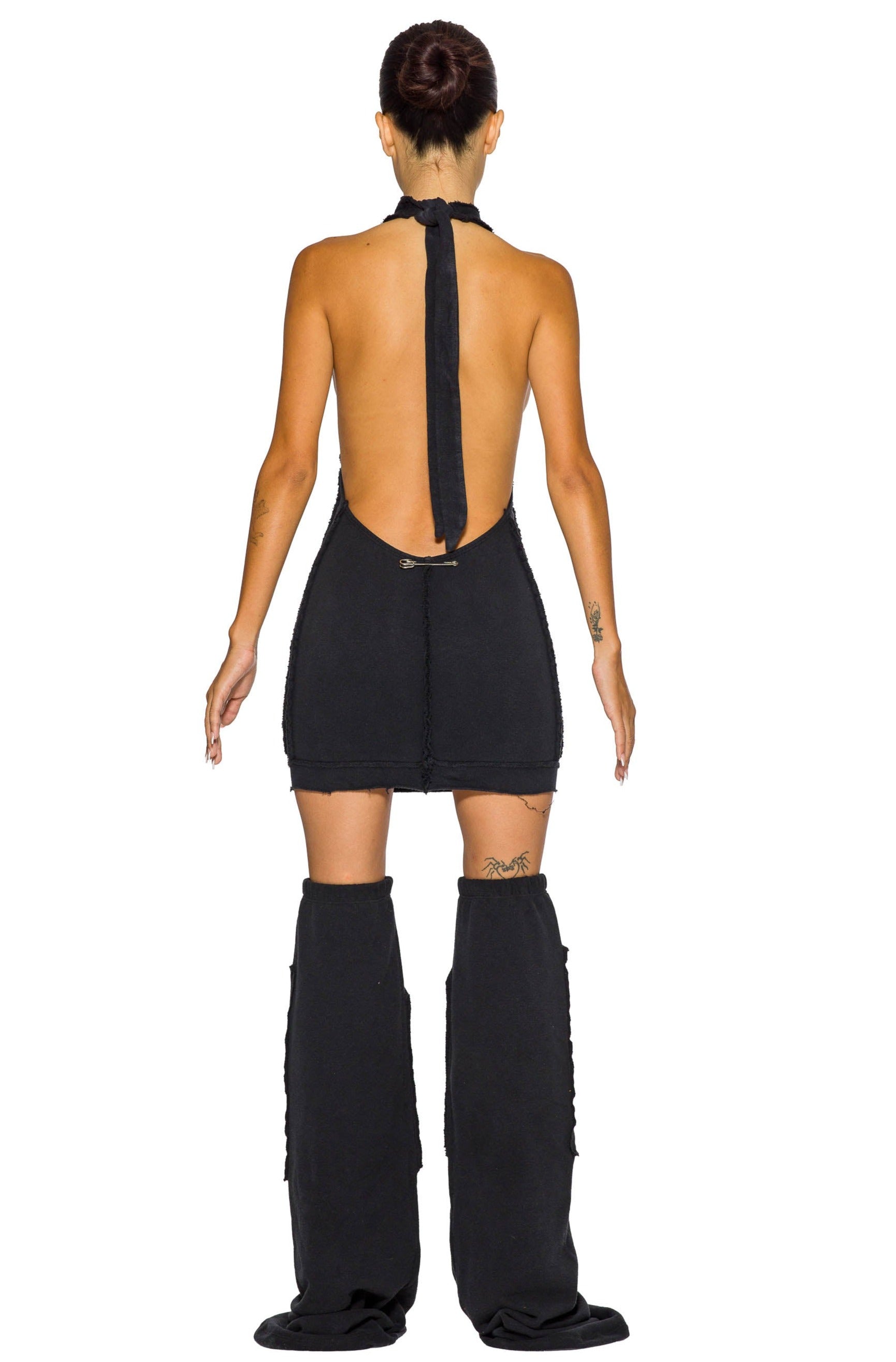Sami Miro Vintage - Open Seam Low Back Halter Dress in Black