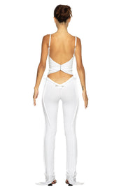 LOW BACK DOUBLE LAYER TANK IN WHITE RIB