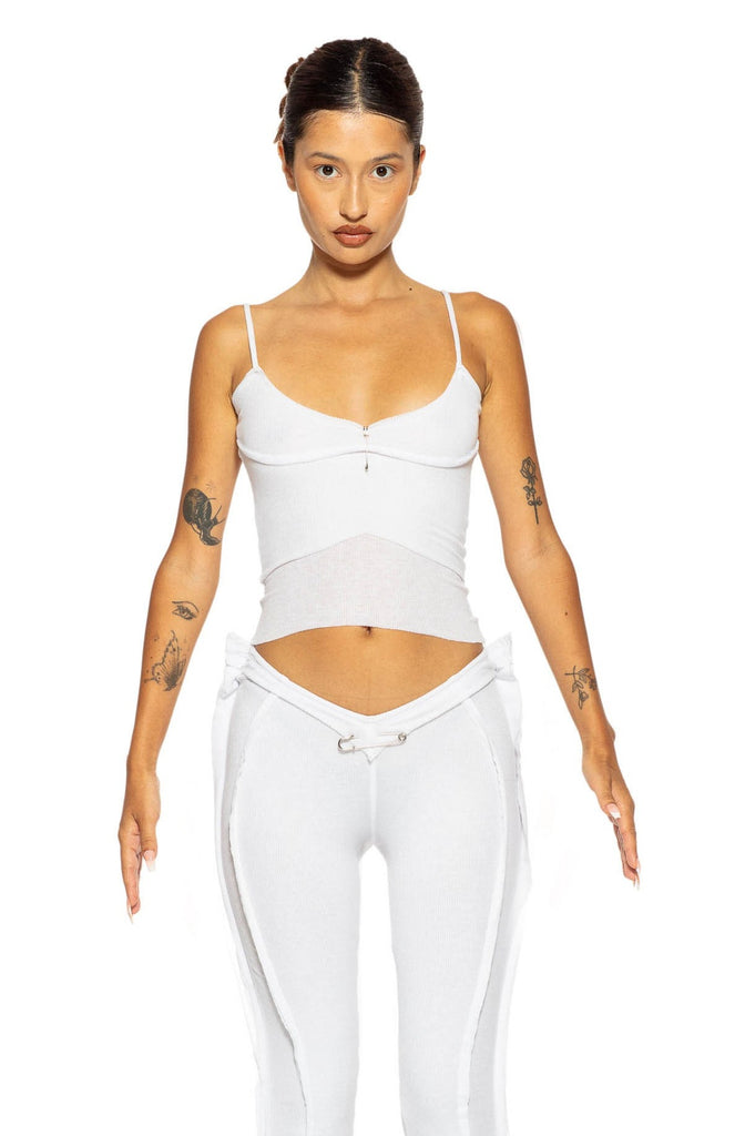 Sami Miro Vintage - Asymmetric Sleeveless Top in Black Rib