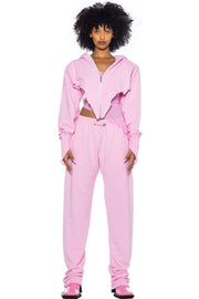 SAFETY PIN SWEATPANTS IN PINK TERRY