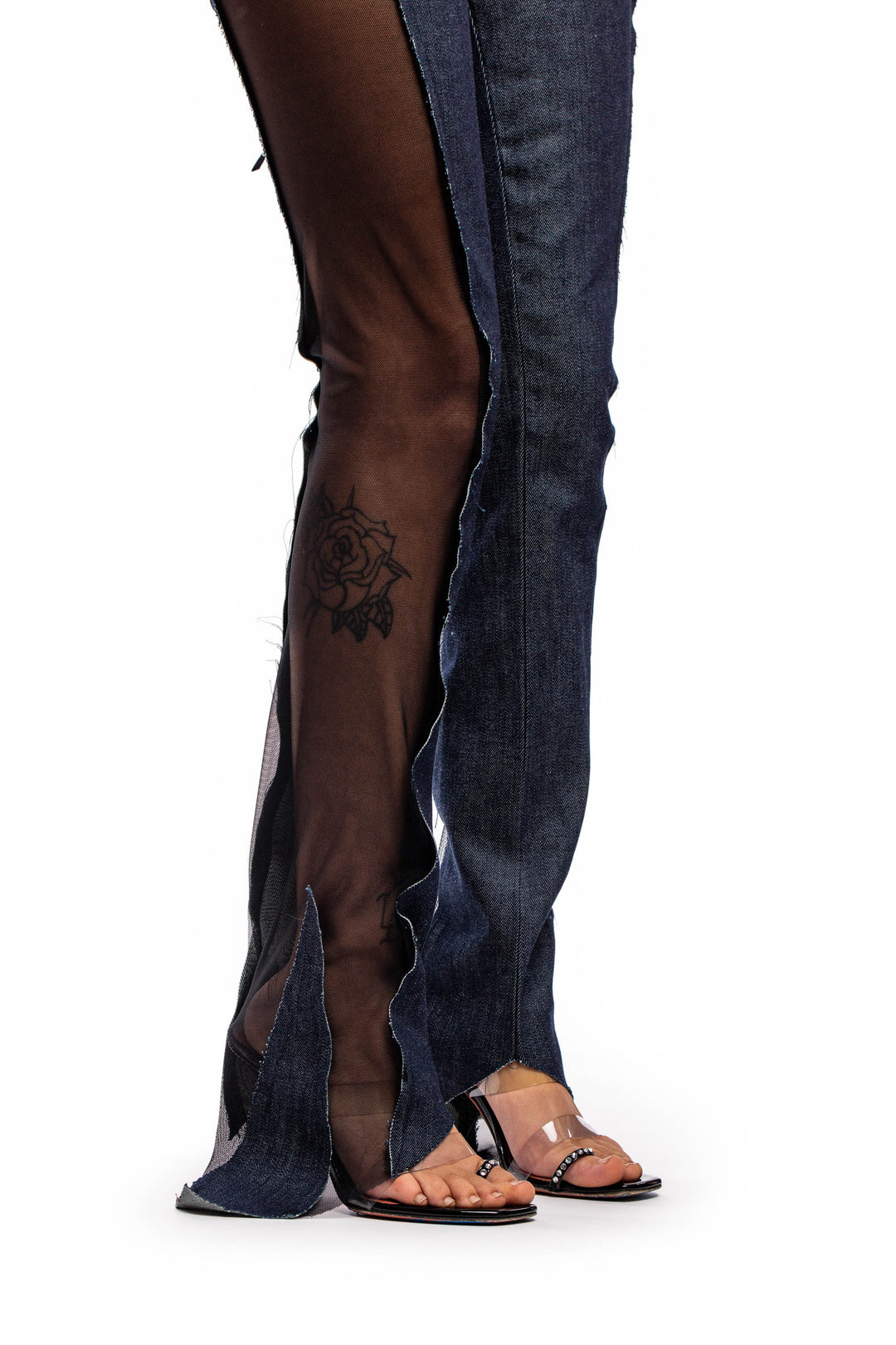 ASYMMETRIC PANTS IN RAW DENIM