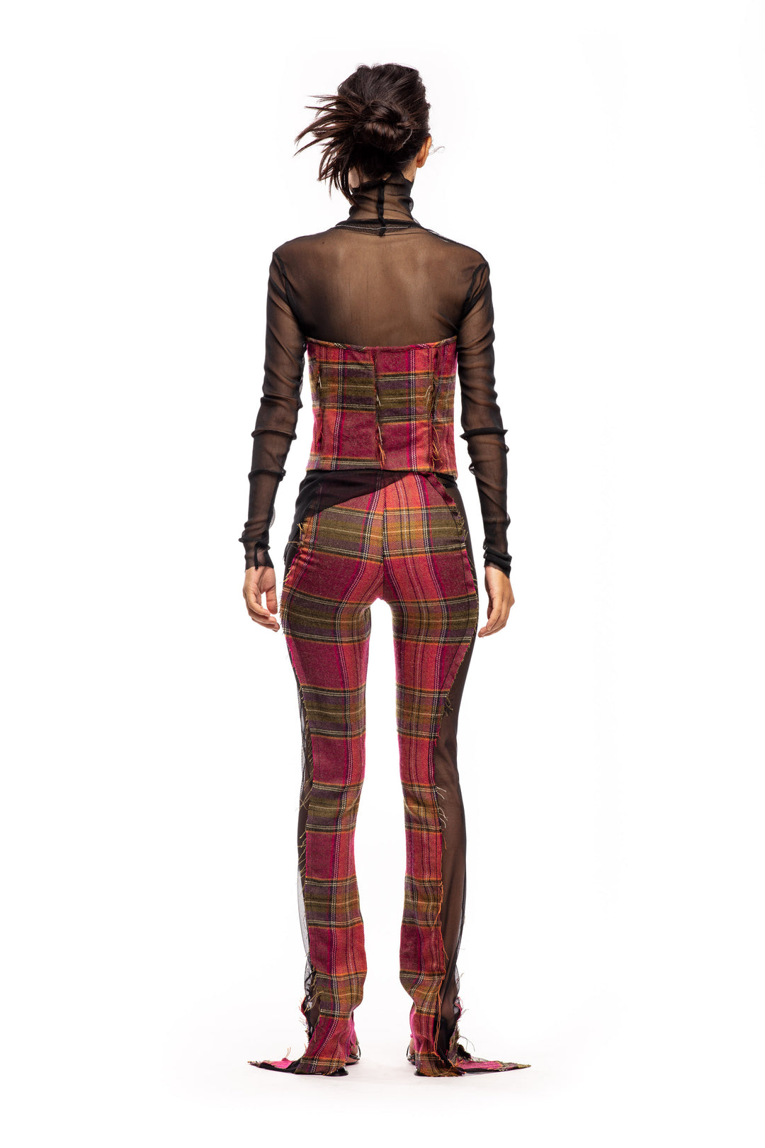 OPEN SEAM CORSET IN WARM PLAID