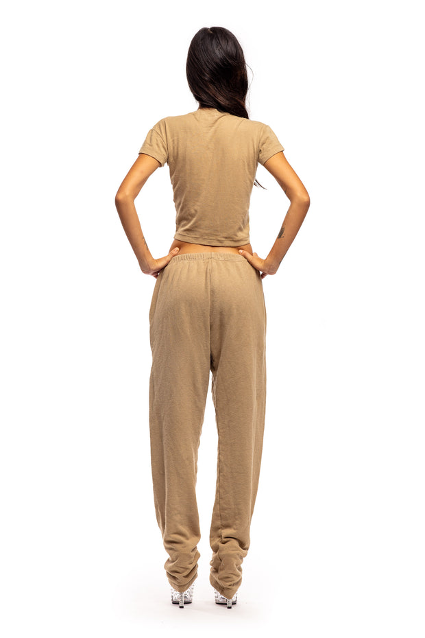 SAFETY PIN SWEATPANTS IN TAUPE TERRY
