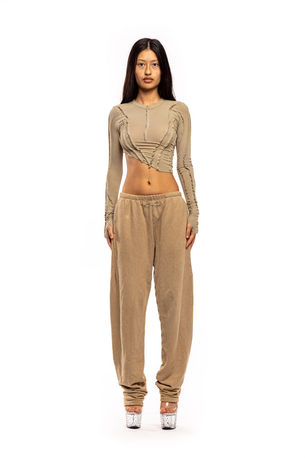 SAFETY PIN SWEATPANTS IN TAUPE TERRY