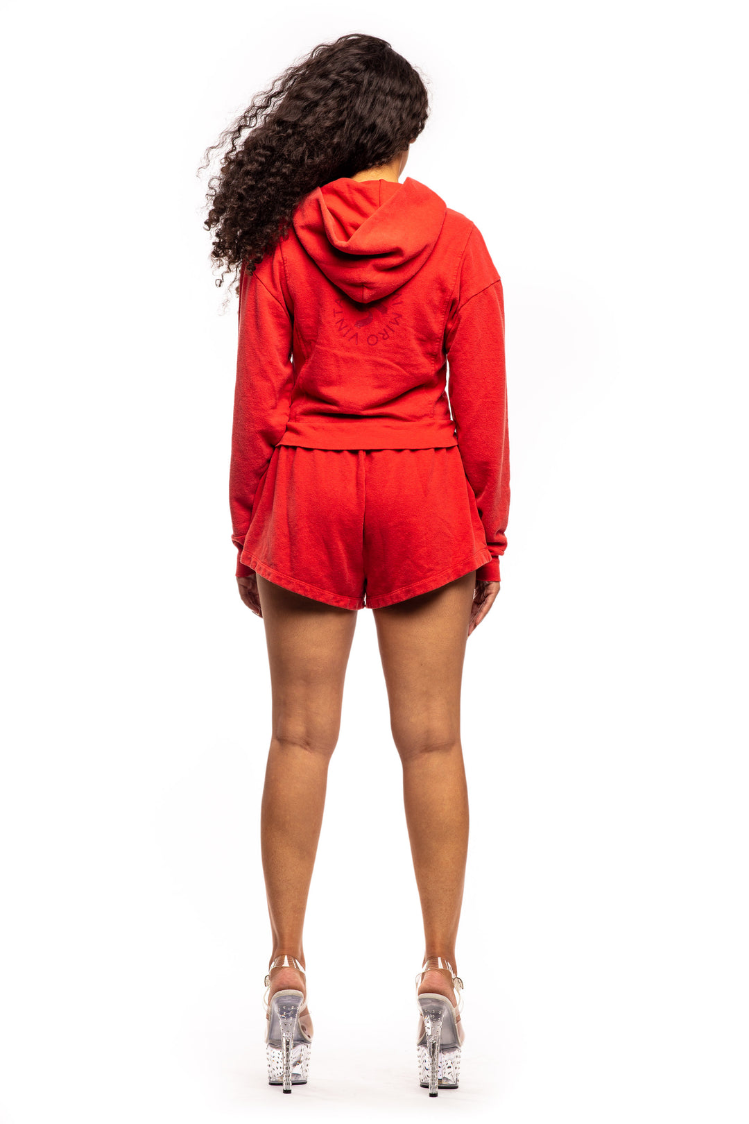 MINI SAFETY PIN HOODIE IN RED TERRY