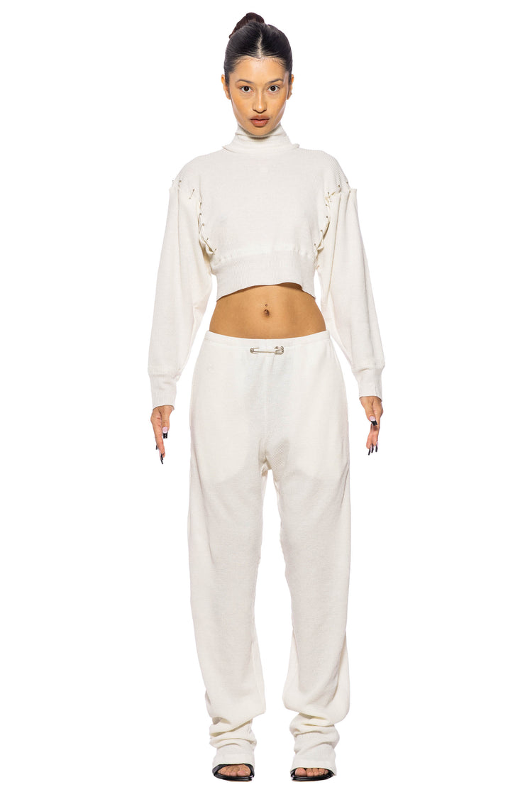SAFETY PIN SWEATPANTS IN NATURAL THERMAL KNIT