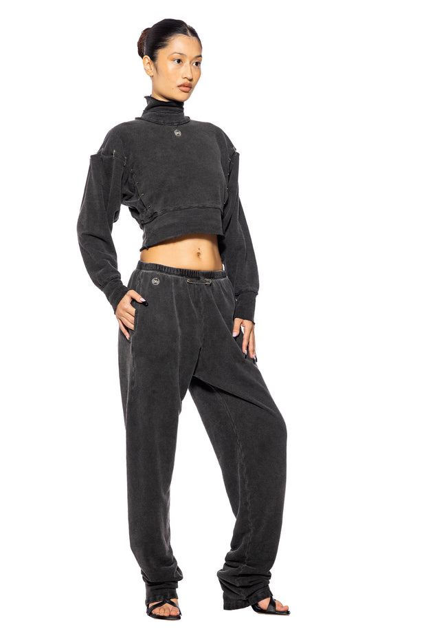 SAFETY PIN SWEATPANTS IN DARK CLOUD TERRY