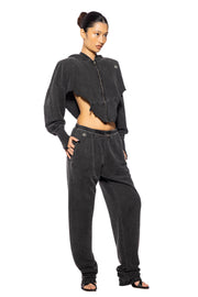 SAFETY PIN SWEATPANTS IN DARK CLOUD TERRY