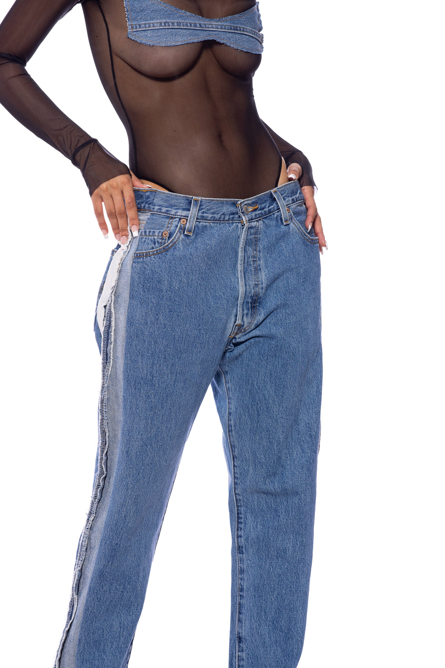 Vintage Medium Blue Denim Jeans, Straight Leg – Sami Miro Vintage