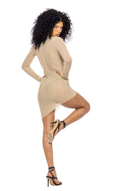 1/1 SMV X FE ASYMMETRIC DRESS IN IVORY MESH