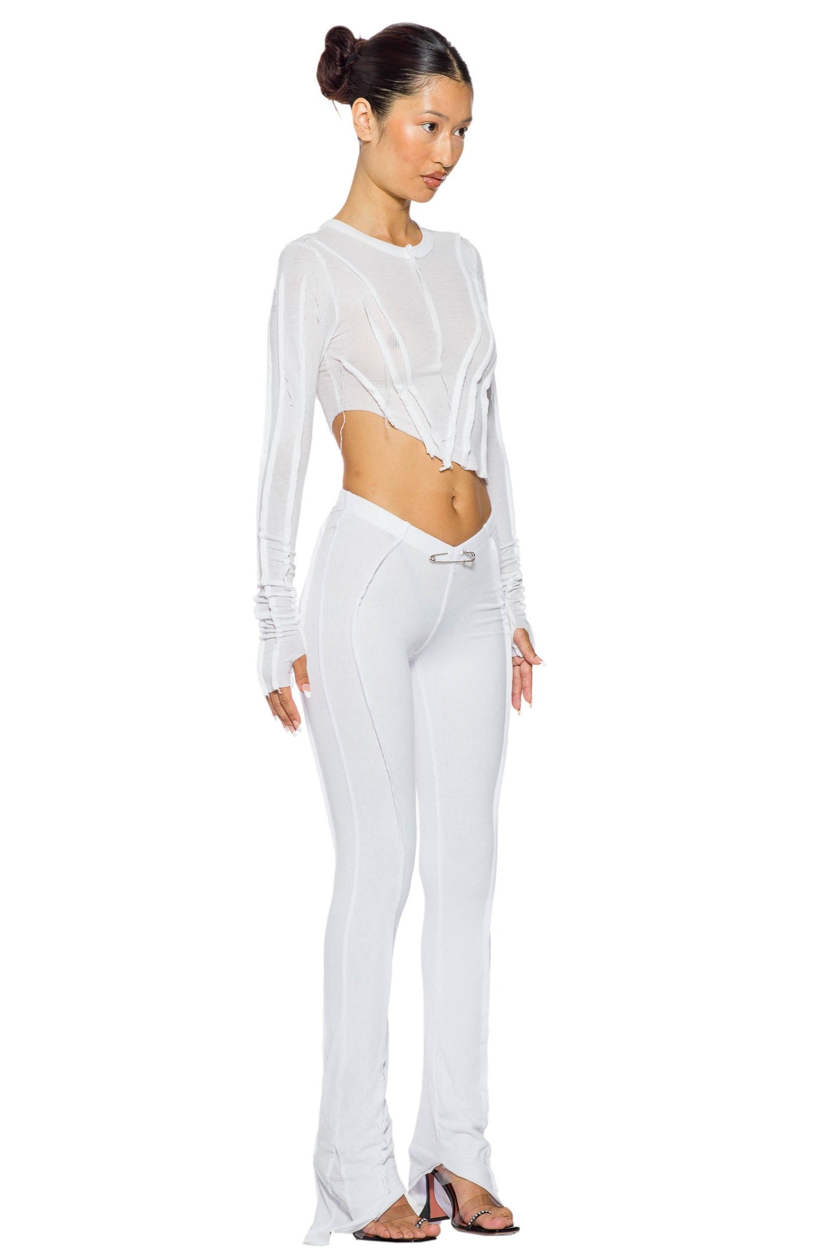 Sami Miro Vintage - Asymmetric Long Sleeve Tee in White Rib – SAMI