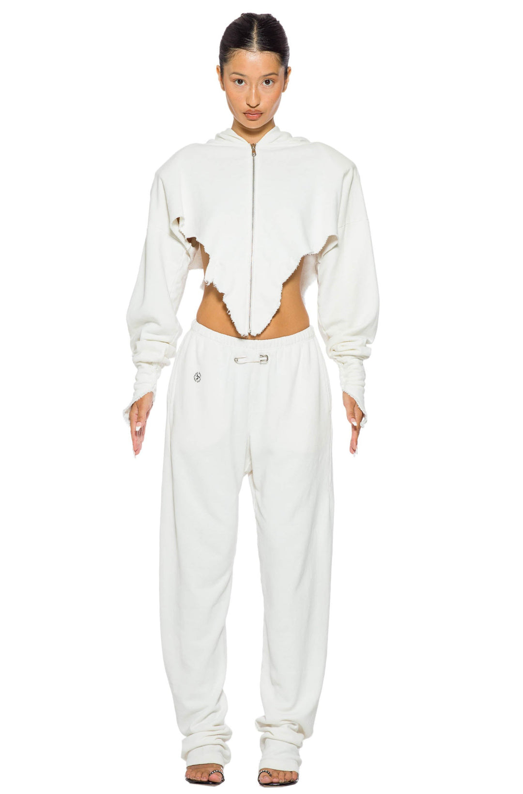 SAFETY PIN SWEATPANTS IN WHITE TERRY