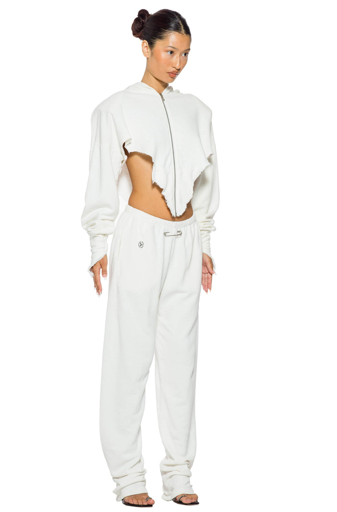 SAFETY PIN SWEATPANTS IN WHITE TERRY