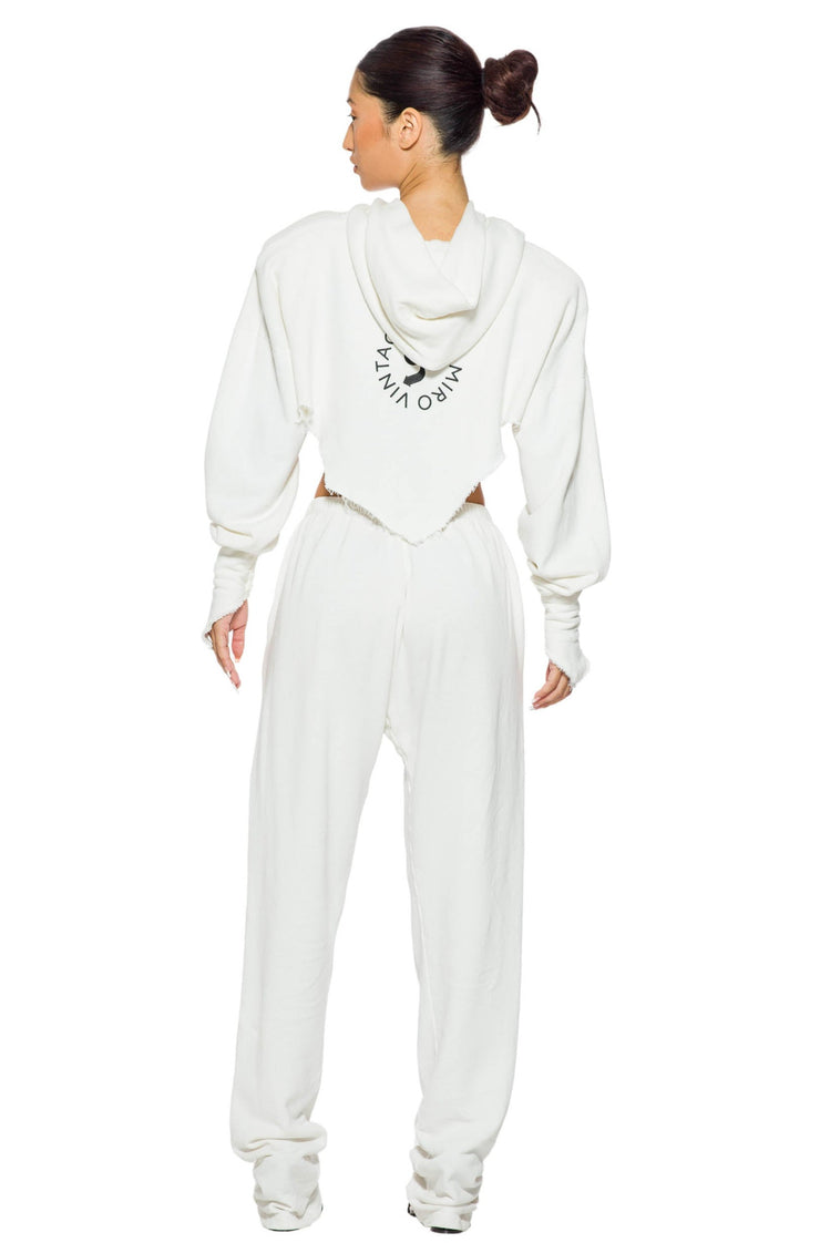 SAFETY PIN SWEATPANTS IN WHITE TERRY