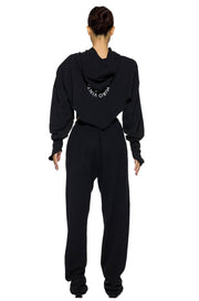 SAFETY PIN SWEATPANTS IN BLACK TERRY