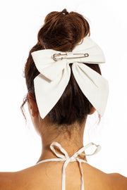SAFETY PIN BOW TIE IN WHITE SHIRTING